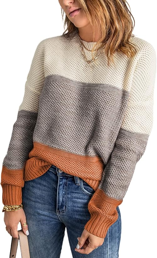 Dokotoo Womens Sweaters Crewneck Pullover